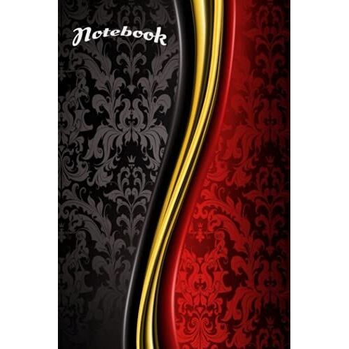 Notebook [Luxury] Journal Black Red And Gold Floral Pattern.: Elegant Design Includes Monthly Planner And To-Do List