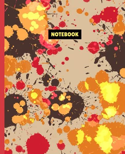 Notebook: Autumn Splatter Composition Notebook - College Ruled 120 Pages - Medium 7.5 X 9.25 - Autumn Fall Themed Cover Design No: 8