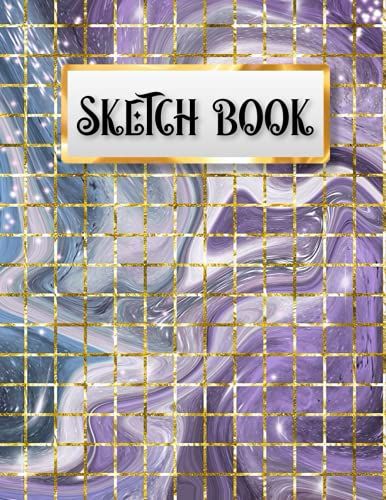 Sketch Book: Grid Glitter Marble Large Notebook For Drawing, Doodling And Sketching 110 Pages, 8.5" X 11" (Blank Drawing Book)