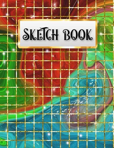 Sketch Book: Grid Glitter Marble Large Notebook For Drawing, Doodling And Sketching 110 Pages, 8.5" X 11" (Blank Drawing Book)