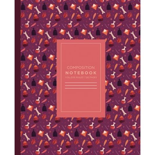 College Ruled Fall Autumn Pattern Notebook | Halloween Notebook | Purple Gothic Composition Notebook | Fall Autumn Design | 120 Pages 60 Sheets (7.5" X 9.25")