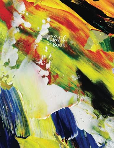 Sketchbook: Blank Drawing Book For Painting, Drawing, Writing, Sketching And Doodling 8.5 X 11" 120 Pages Wide Papers (Abstract Colorful Oil Canvas Cover Vol-3)