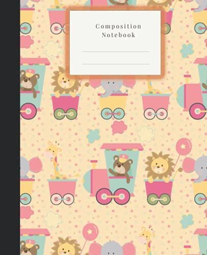 Composition Notebook | Happy Forest Animals On The Train: Composition Notebook With Happy Forest Animals On The Train Cover | 120 Pages | Blank Wide Ruled Paper Notebook 7.5*9.25