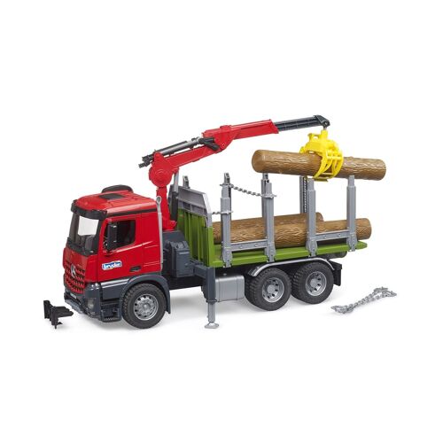 Camion de transport de bois MB Arocs avec grue de chargement, grappin et 3 troncs d'arbre