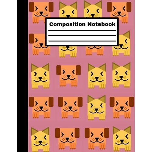 Composition Notebook: Workbook For Boys Girls Kids Teens Students And Adult For Back To School And Home College Writing Notes, Cute Dog Cat Cover.