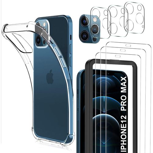 7 En 1 Verre Trempé Iphone 12 Pro Max + Coque Iphone 12 Pro Max + Caméra Arrière Protecteur + Outil D'installation, Film Protection Écran Iphone 12 Pro Max 6.7