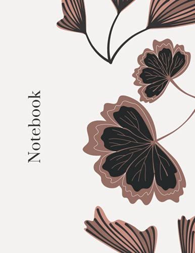 Notebook: Unique Floral Pattern Notebook (White & Brown)