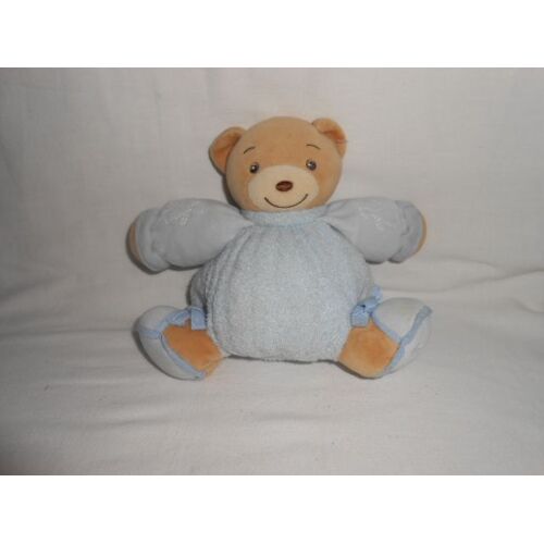 Doudou Kaloo Ours Boule Bleu Blue Enfants Brodés 16 Cm Bille Dans Le Corps Noeud Chaussure