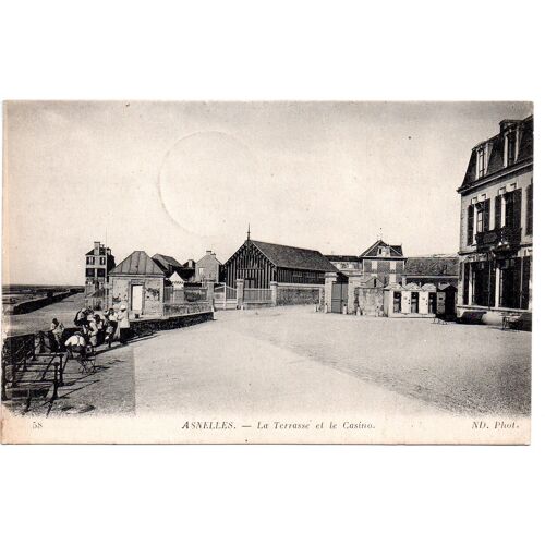 14 Normandie -Carte Ancienne D' Asnelles - La Terrasse Et Le Casino, Animée