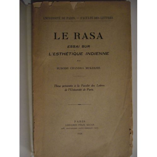Le Rasa : Essai Sur L'esthétique Indienne
