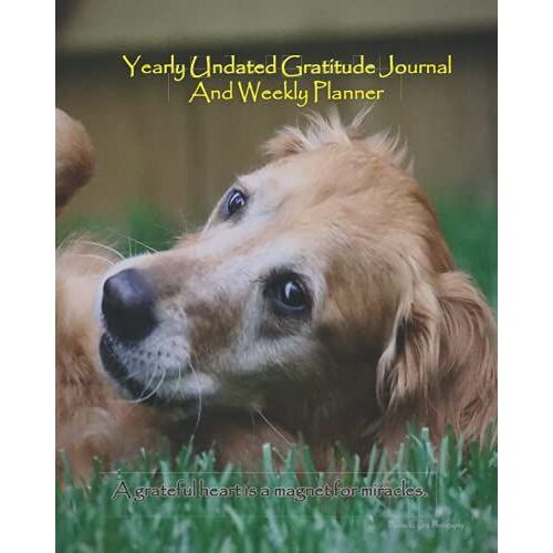 Yearly Undated Gratitude Journal And Weekly Planner - A Grateful Heart Is A Magnet For Miracles - Dog Cover: Monthly And Weekly Planner With Gratitude Pages