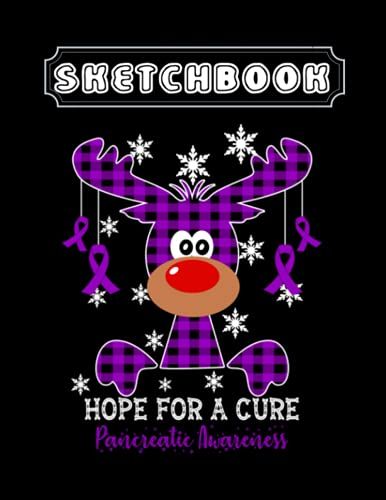 Sketchbook: Reindeer Hope For A Cure Pancreatic Awareness Christmas Merry Christmas And Reindeer Sketchbook Black Cover
