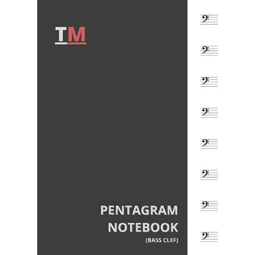 Pentagram Notebook: Bass Clef - Small Format Of 106 Pages - 11 Staves For Page + Handbook For Utility
