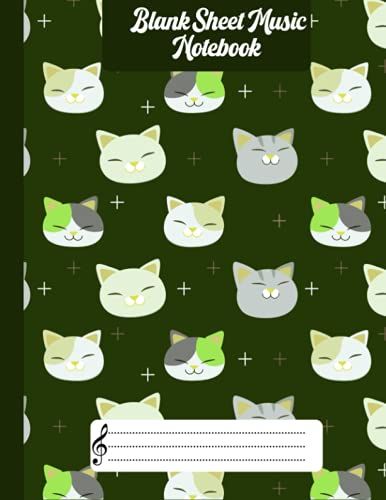Cats Pattern Blank Sheet Music Notebook: Wide Staff Manuscript Paper |Sheet Music Notebook | Musical Symbol Guides Included | Paperback | 8.5inx11in, 120pages