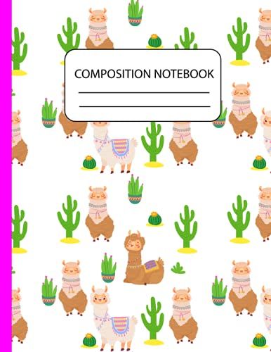 Composition Notebook: Blank Wide Ruled Composition Notebook For Llama Lovers Student And Cute Notebook.