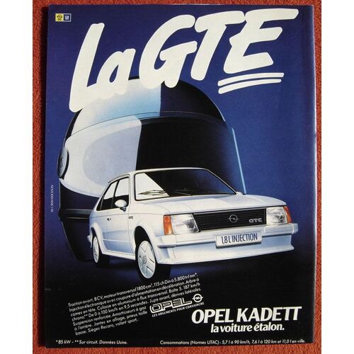 Publicité Papier - Voiture Opel Kadett G.T.E. De 1983