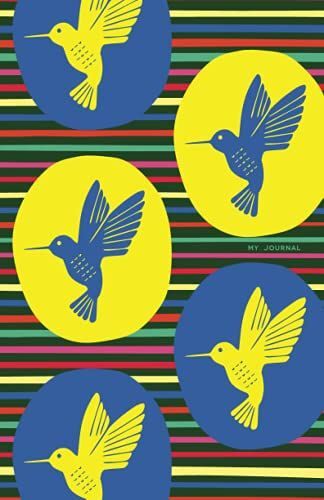 Journal Notebook (5.5" X 8.5"): Lined / Ivory | African Print / Dutch Wax Print Design | Hummingbird Design (Green Rainbow) | Journal, Small Notebook | 240 Pages | 5.5" X 8.5" (13.97 X 21.59 Cm)
