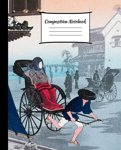 Hiroaki Takahashi Woodblock Of Japanese Town Square Composition Notebook: For Lovers Of Japan Who Journal, Take School Or College Lecture Notes, Write ... Or Just Like Keeping Track Of Great Ideas.