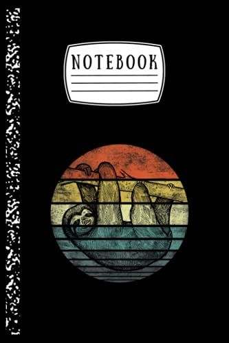 Notebook: Sloth Lover Retro Sunset Funny Animal Sloth Silhouette Notebook Ruled Lined Notebook Pages For Writing