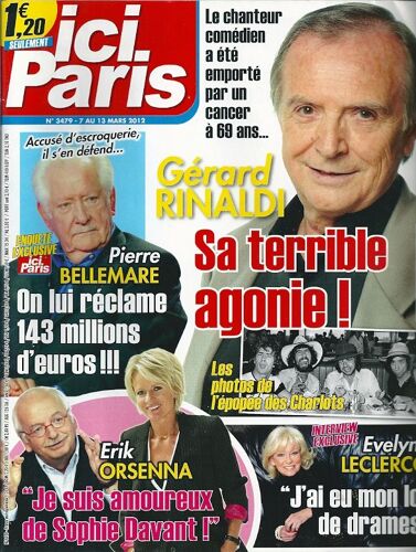 Ici Paris 3479 Gerard Rinaldi Pierre Bellemare Evelyne Leclercq Audrey Pulvar M Nataf