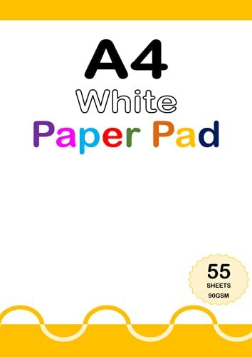 A4 White Paper Pad: Drawing Book For Children, 110 Pages, 90gsm, Sketchbook For Kids, Art, Craft, Fun Activities, Etc. - Yellow