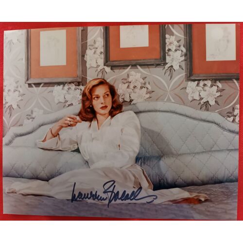 Autographe Original Sur Photo Actrice De Légende Hollywood Lauren Bacall + Coa