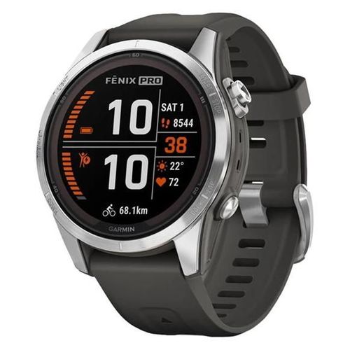 Garmin Fenix 7S Pro - Solar Edition - 42 mm - polymère renforcé de fibres - Oui Montre connectée avec bracelet - silicone - graphite - taille du poignet : 108-182 mm - affichage 1.2" - 32 Go -...