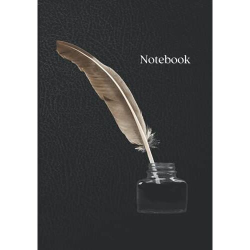 Notebook: Black With Feather Pen Design