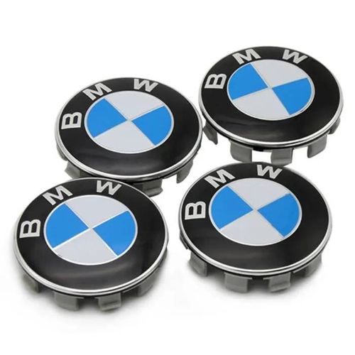 Enjoliveurs De Roue - Bmw - 4 X 68mm - Logo Bleu Et Blanc - Aluminium - Abs Haute Qualité
