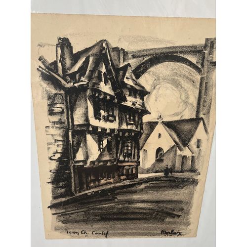 Lithographie Originale Figurant Morlaix En Finistère De 1927 Par Jean.Charles Contel