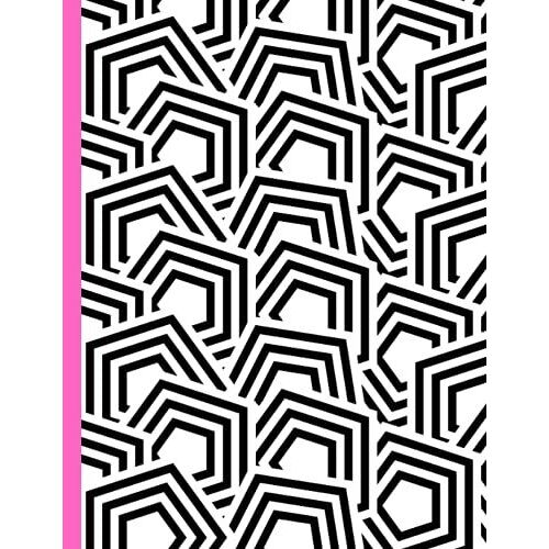 Black And White Art Deco Notebook: Black And White Patterned Notebook. 8.5x11, 110 Pages, Lined Paper: Composition Notebook