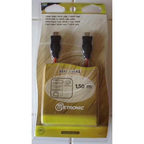 METRONIC Câble HDMI Mâle-Mâle "Home Cinéma" de 1,50m.