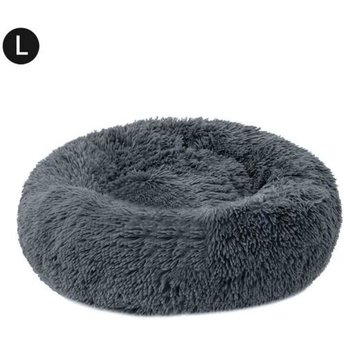 Panier Chat Chien Lit Doux Coussin Lavable Peluche Rond Pour Animal Compagnie 60cm Gris