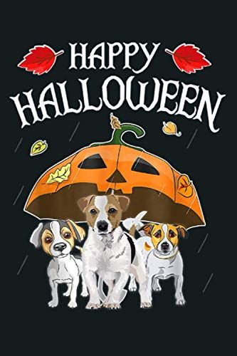Jack Russell Terriers In Scary Umbrella Rain Night Halloween: Notebook, Notebook Journal Beautiful , Simple, Impressive,Size 6x9 Inches, 114 Paperback Pages