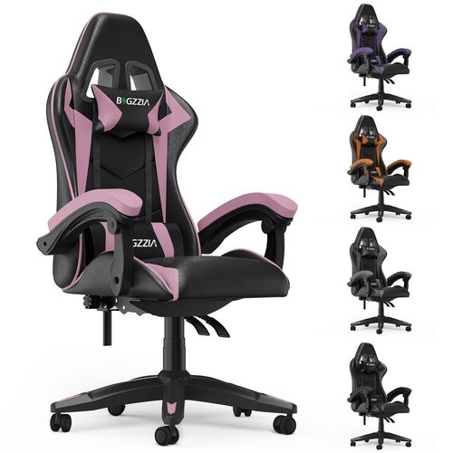 Fauteuil Gaming,Fauteuil Gaming Ergonomique, Fauteuil D'ordinateur Avec Soutien Lombaire, Appui-Tête,Fauteuils Pc Réglables En Hauteur Avec Siège Pivotant à 360° Pour Le Bureau Ou Le Gaming,Noir Rose
