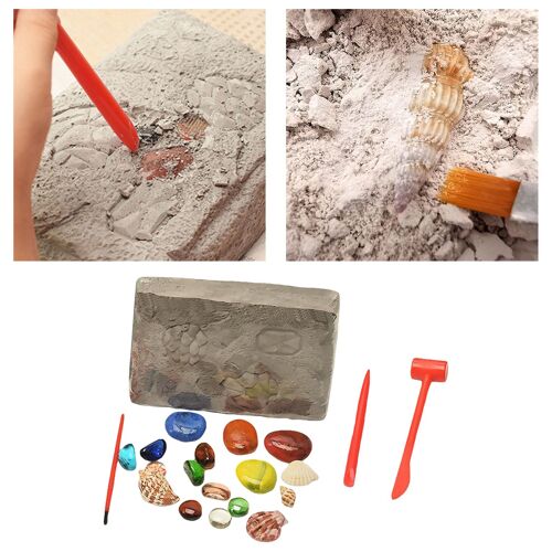 Kit d'excavation de pierres précieuses pour enfants, 17 vraies pierres précieuses, jouets scientifiques et éducatifs pour enfants, jeu de chasse au trésor