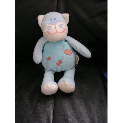 Doudou Peluche Chat Ours Chien Dou Kidou Doukidou Bleu Poissons Oranges