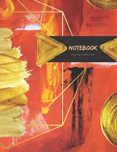 Notebook: Abstract Style - Gold, Black And Red: 120 Pages Lined Notebook - 8.5 X 11 Inches