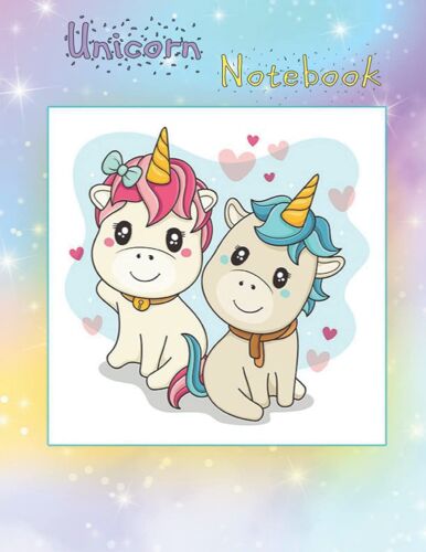 Notebook: Cute Unicorn With A Background In Great Colors For Girls, 110 Pages, 8.5" X 11": Size : 8.5" X 11"Inch - 110 Pages Glossy Cover