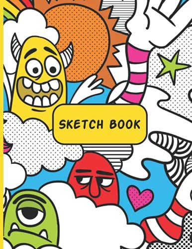 Sketchbook: Sketchbook For Kids Age 4-12 |Art Sketchbook For Kids | Notebook For Drawing | Black Paper | Colorful Funny Cover Design
