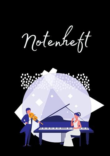 Notenheft: Musik Notenblätter Blanko, 12 Systeme, Lineatur 14 Ohne Hilfslinien