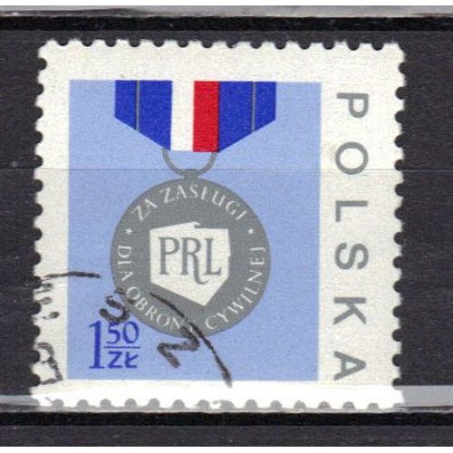 Pologne 1977 : Médaille Pour Le Mérite Dans La Défense Civile - Timbre Oblitéré