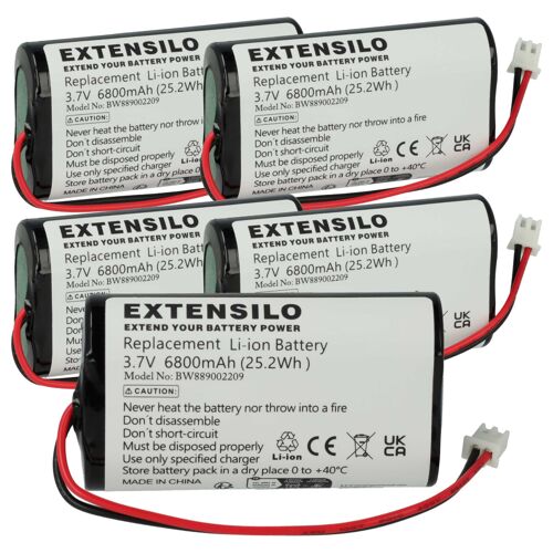 EXTENSILO 5x Batterie compatible avec K-Bright lampe de table (6800mAh, 3,7V, Li-ion)
