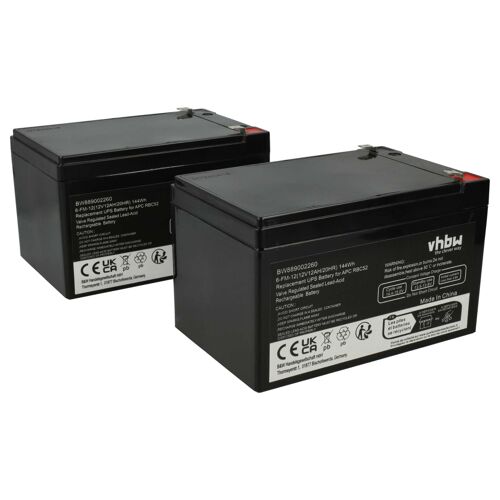 vhbw 2x Batterie remplacement pour APC AGM07, RBC52 pour ASI (12000mAh, 12V, AGM)