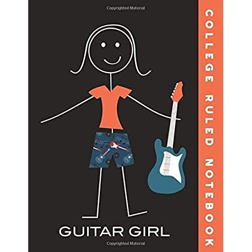 College Ruled Notebook: Bass Guitar Girl College Ruled Journal