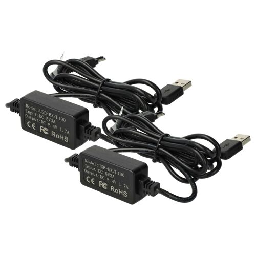 vhbw 2x Alimentation USB compatible avec Sony Handycam DSC-S70, DSC-S85, DSC-S75, HDR-FX1, HDR-AX2000E, DSC-S50 appareil photo numérique