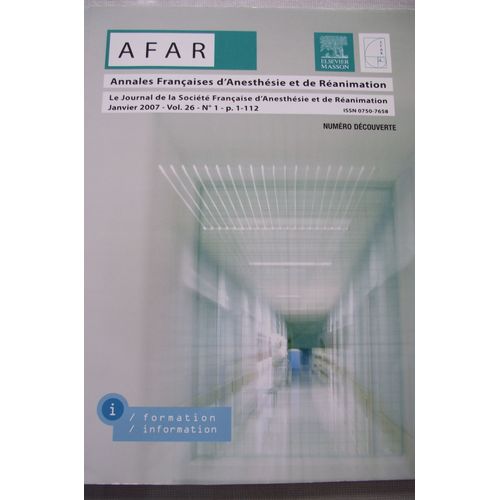 Annales Françaises D' Anesthesie Reanimation 1 Vol.26