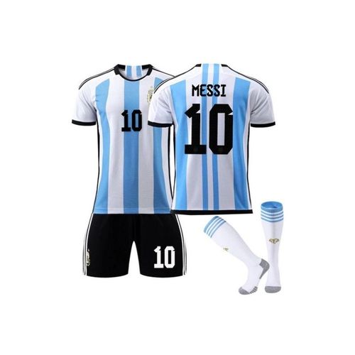 Maillot De Football Enfant 2022 Garçons Ensemble Argentine Coupe Du Monde Messi #10 Tenue D'entraînement Avec Chaussettes