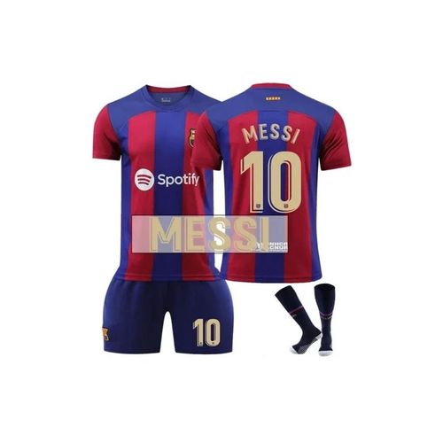 Maillot Fc Barcelone Domicile 23/24 Messi #10 Ensemble Football T-Shirt & Short Enfant & Adulte