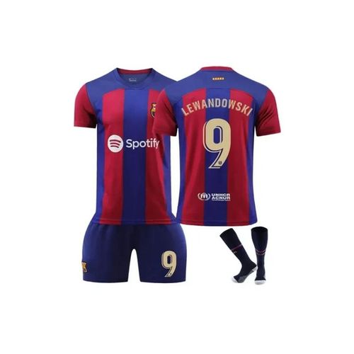 Maillot Fc Barcelone Domicile 23/24 Lewandowski #9 Ensemble Football T-Shirt & Short Enfant & Adulte